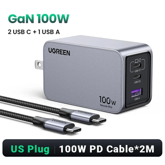 UGREEN 100W GaN Charger USB C Charger QC4.0 3.0 Quick Charge For Macbook Laptop Tablet PD Fast Charger For iPhone 16 15 14 Pro