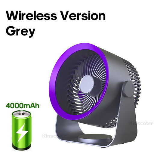Portable Fan Usb Rechargeable 3-Gears Wireless Electric Fan Hand Fan Clip Circulator Cooling Fan For Camping Desktop Office 4000mAh Grey