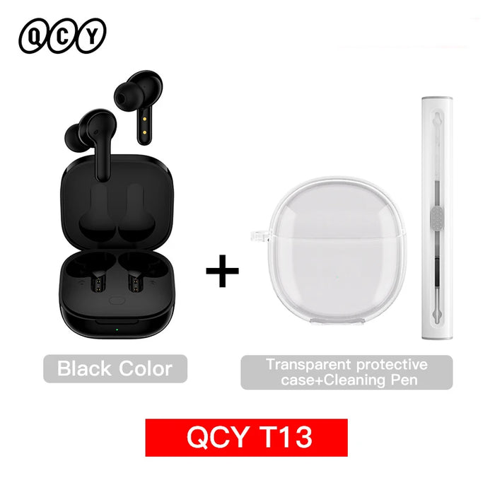 QCY T13 Wireless Headphones 7.2mm Drivers TWS Bluetooth 5.1 Earphones 40H Long Playtime Fast Charge 4 Mic ENC HD Call Earbuds