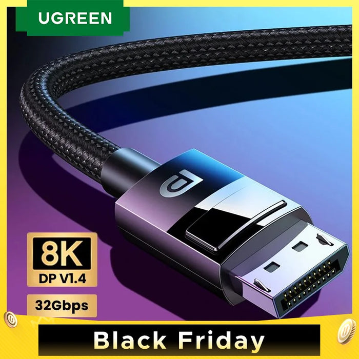 UGREEN DisplayPort Cable 8K DP 1.4 Adapter for TV Xiaomi 2K165Hz 32.4Gbps for PUBG Gaming Play for PC Computer Monitor Projector