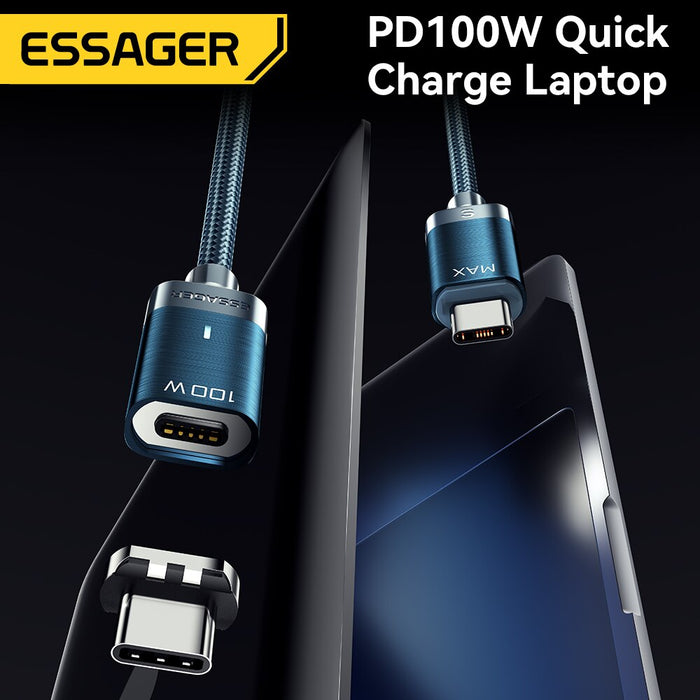 Essager PD 100W Magnetic Data Line USB C To USB C Cable 5A Fast Charging Data Cord For Macbook Pro Xiaomi Huawei P30 Pro Samsung