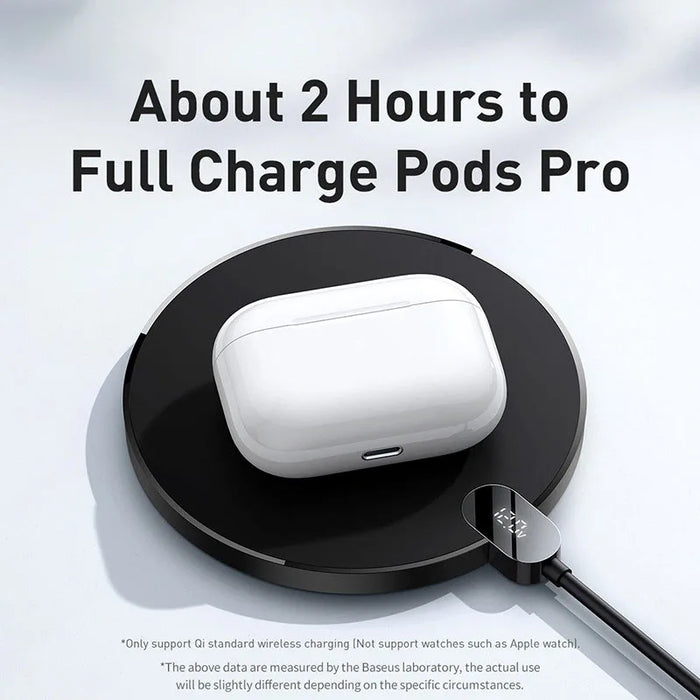 Baseus 15W Wireless Chargers For iPhone 16 15 14 Samsung LED Display Desktop Wireless Charging Pad For Airpods Fast Charger