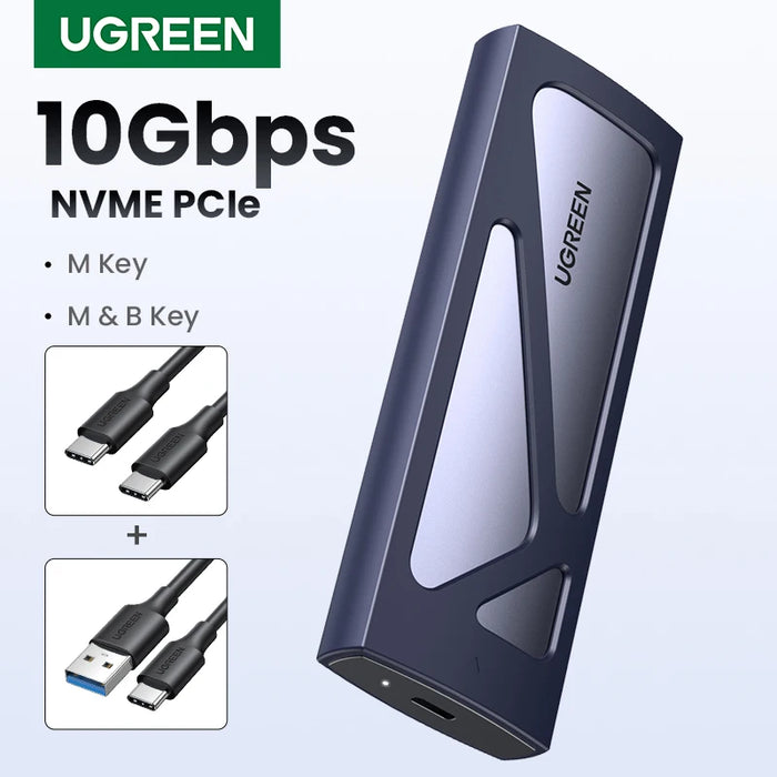 UGREEN M2 SSD Case M.2 NVMe PCIe 10Gbps USB C 3.2 Gen2  SSD Enclosure Tool-Free External  SSD Adapter Supports M and B&M Keys