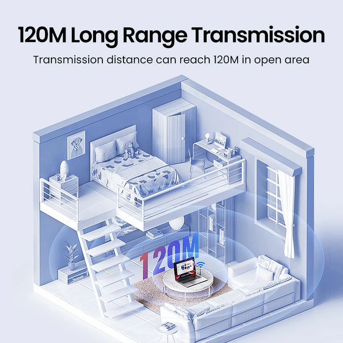 UGREEN USB Bluetooth 5.3 5.4 អាដាប់ធ័រ 120M Dongle សម្រាប់កុំព្យូទ័រ Wireless Keyboard Mouse Keyboard Music Audio Receiver Transmitter Bluetooth