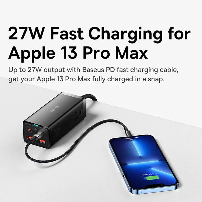 Baseus 100W GaN3 Pro Desktop Charger Power Strip US Plug Charging Station Fast Charger For iPhone 16 15 14 Xiaomi Samsung Laptop