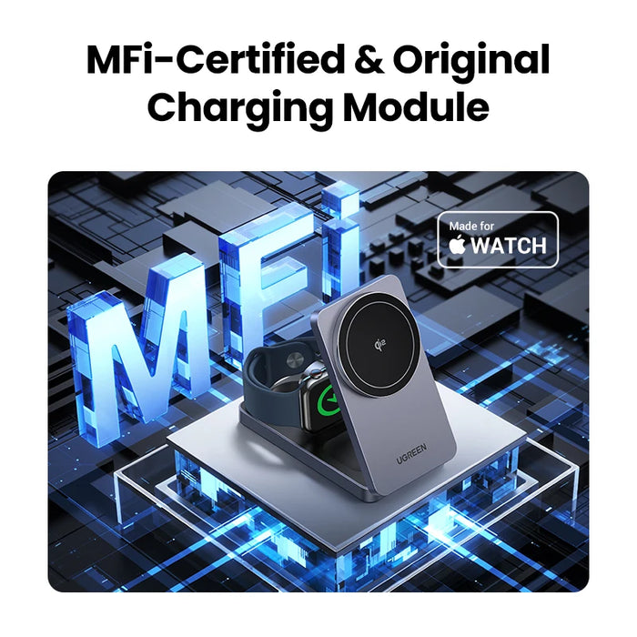 UGREEN MFi 3-in-1 25W Magnetic Wireless Charger Stand Qi2 15W Charging For iPhone 16 Pro Apple Watch For MagSafe Fast Charger