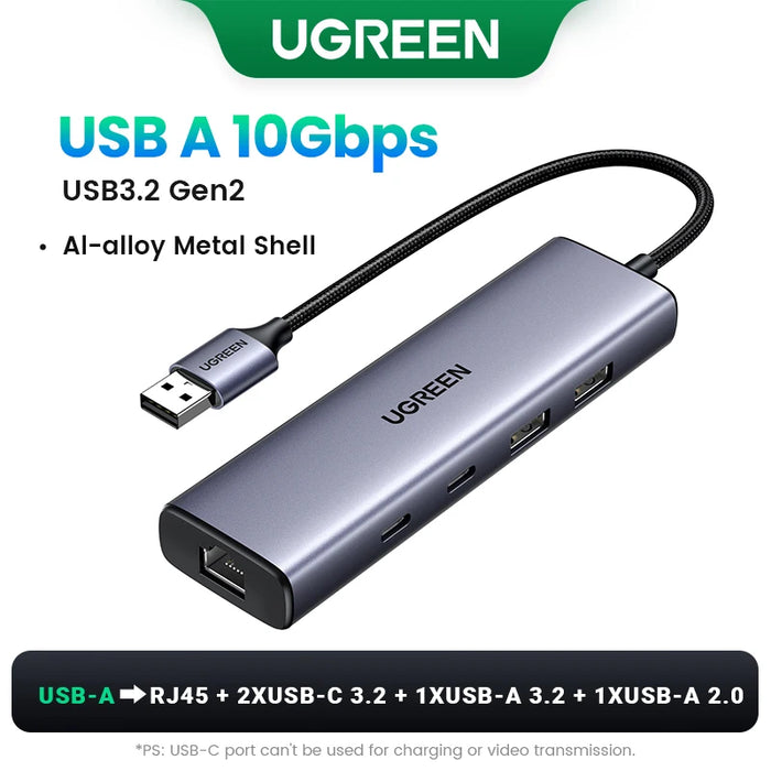 UGREEN 10Gbps USB C HUB Ethernet Adapter 1000Mbps USB RJ45 HUB for Laptop Macbook WIndows Accessories Network Adapter USB3.2 HUB