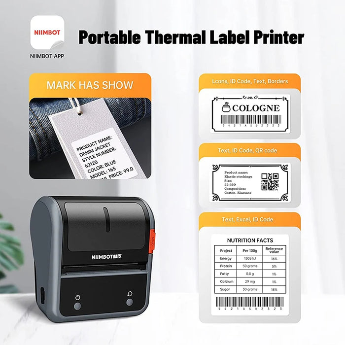 NIIMBOT B3S Portable Thermal Printer Barcode Self-adhesive Pocket Label Printer Mini Sticker Maker ForJewelry Clothing Commercia