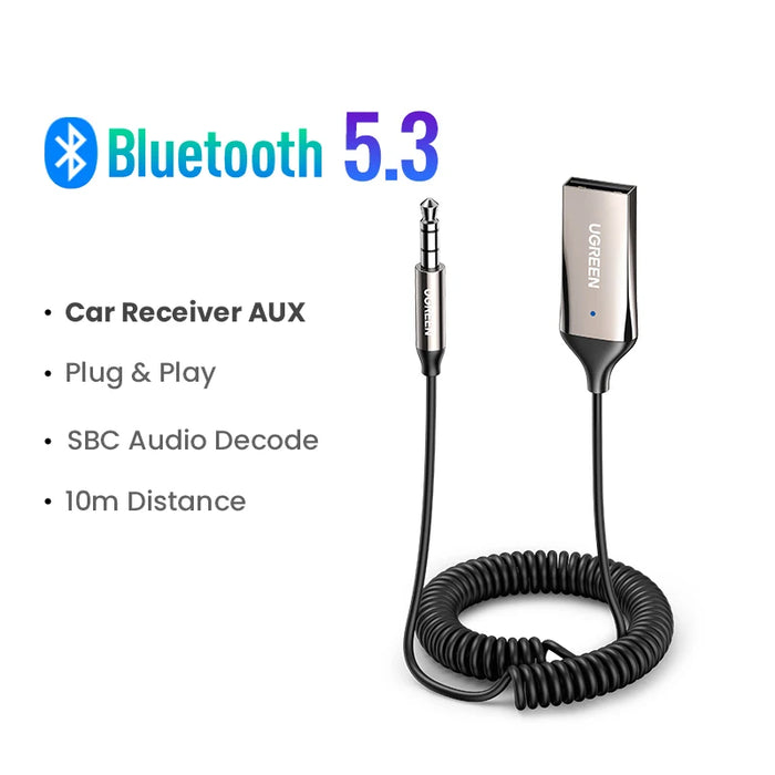 【RU ពិសេស】 UGREEN Wireless Bluetooth 5.3 3.5mm USB សម្រាប់ឧបករណ៍បំពងសម្លេងរថយន្ត