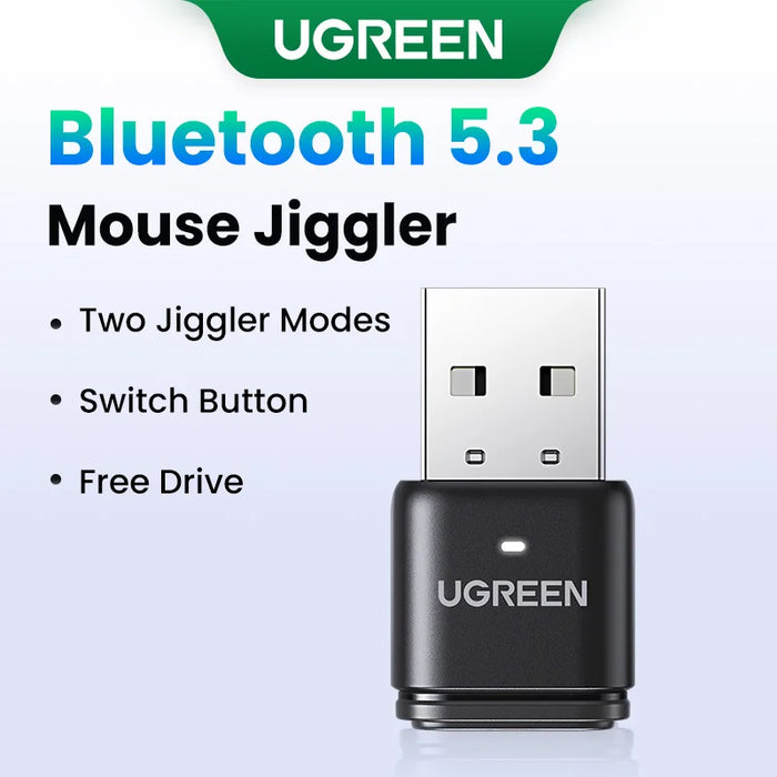 UGREEN Mouse Jiggler USB Wireless Bluetooth Dongle Adapter Mouse Mover with Switch Button, Shaker 2 Jiggle Modes, Keep PC Awake