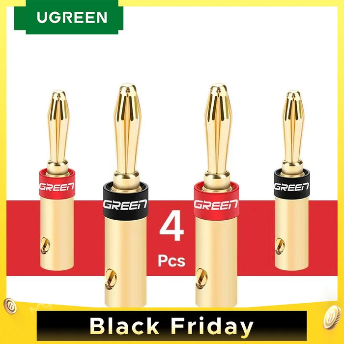 Ugreen 4pcs Speaker Cable Banana Connector Screw Jack Plug Adapter for Speaker Wire Amplifier Audio Video Cable Banana Plug