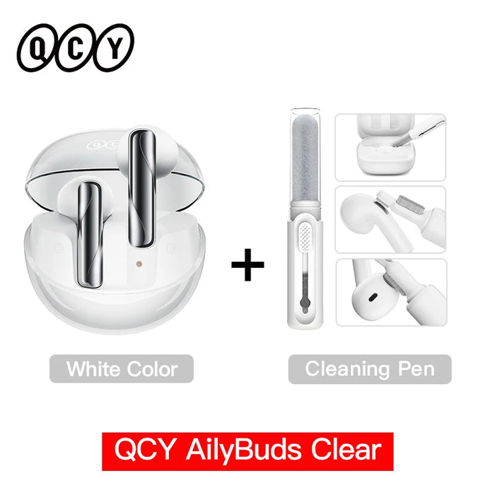 QCY AilyBuds Clear Wireless Earphones Bluetooth 5.3 TWS Earbuds Semi in-Ear Gaming Headset 4 Mics ENC Touch Control Headphones