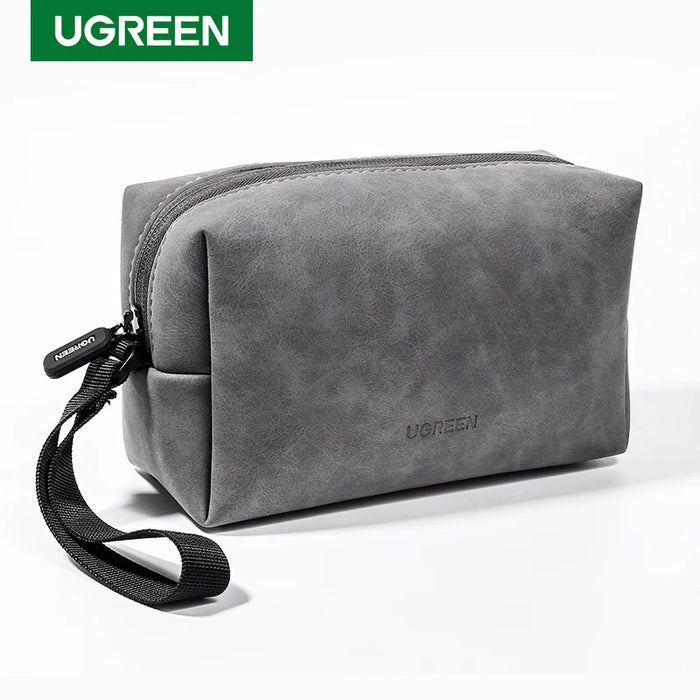 UGREEN Organizer Bag Leather Storage Case for Wired Headphones Earphone USB Cable Cell Phones Charger PC Digital Accessories Bag