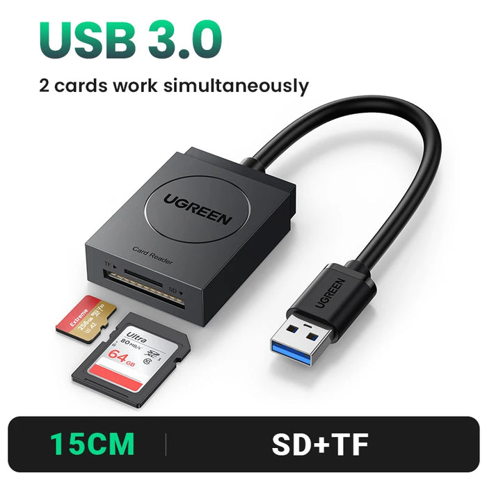 UGREEN Card Reader 4-in-1 USB3.0/USB-C SD Micro SD TF CF MS Compact Flash Card Adapter for Laptop PC Multi OTG Smart Card Reader