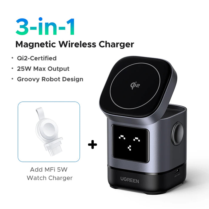 UGREEN Uno Qi2 25W Magnetic Wireless Charger Charging Stand For iPhone 16 Pro Max/AirPods 4 For MagSafe Fast Charger