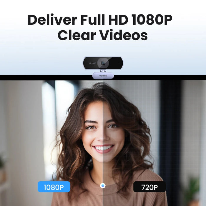 【RU】 UGREEN USB Webcam 1080P HD Mini Webcam សម្រាប់ Laptop Computer Web Camera មីក្រូហ្វូនពីរសម្រាប់ Youtube Video Calling web cam