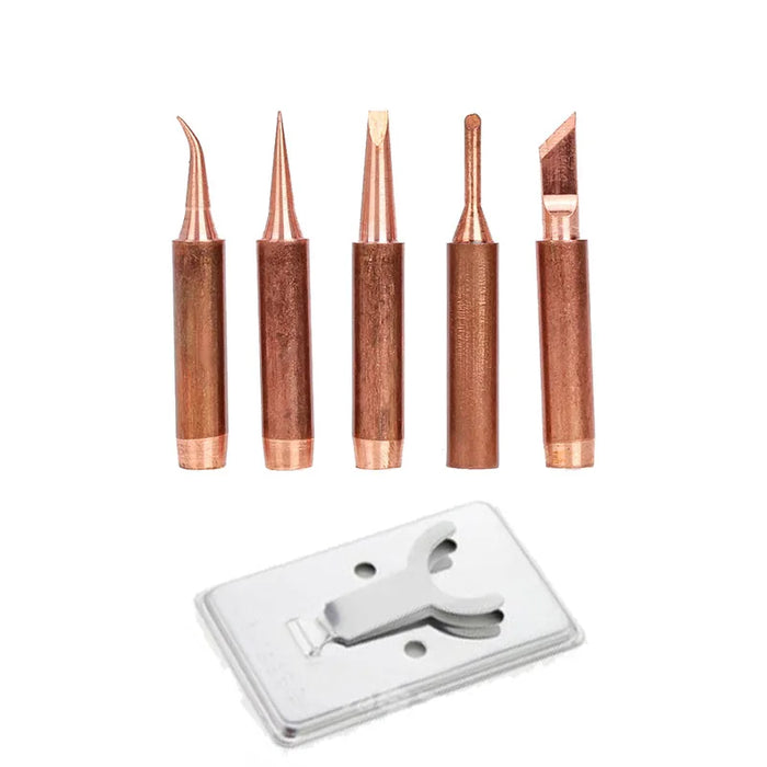 5pcs 900M-T Pure Copper Soldering Iron Tip Lead-free Solder Tips Welding Head BGA Soldering Tools Branding Iron as shown 4