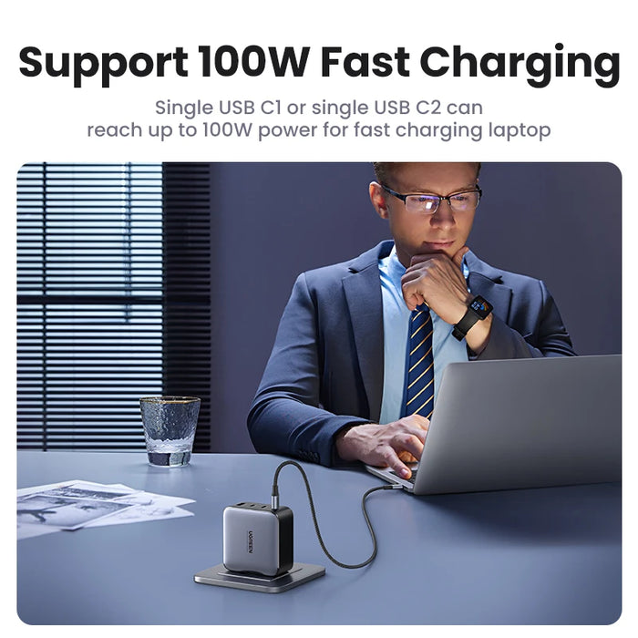 UGREEN GaN100W 65W 45W 30W 20W Fast Charger QC 4.0 3.0 USB Charger for iPhone 16 15 Pro Max Tablet Macbook Air Laptop PD Charger