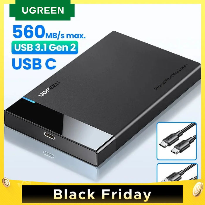 UGREEN HDD Case 2.5'' SATA to USB 3.0 Hard Drive Enclosure for SSD Disk HDD Box USB C 3.1 Gen 2 Case HD External HDD Enclosure