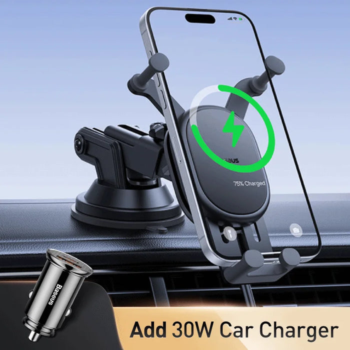 Baseus Wireless Charger Car Phone Holder for Xiaomi Samsung Huawei 15W Car Phone Stand Mount Holder