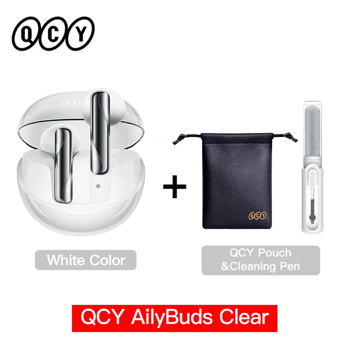 QCY AilyBuds Clear Wireless Earphones Bluetooth 5.3 TWS Earbuds Semi in-Ear Gaming Headset 4 Mics ENC Touch Control Headphones