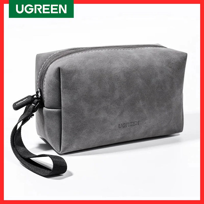 UGREEN Organizer Bag Leather Storage Case for Wired Headphones Earphone USB Cable Cell Phones Charger PC Digital Accessories Bag