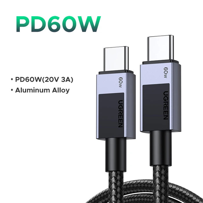 UGREEN PD60W USB C Cable 3A Fast Charging Cable for Macbook Samsung S20 Xiaomi Huawei USB C Data Cable