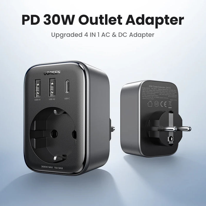 RU លក់ពិសេស UGREEN PD30W Power Strip PD Fast Charger សម្រាប់ iPhone 15 14 13