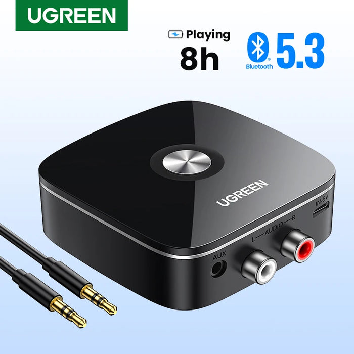 អាដាប់ទ័រទទួលប៊្លូធូស UGREEN AUX RCA សម្រាប់ប្រព័ន្ធស្តេរ៉េអូផ្ទះ, អាដាប់ទ័រប៊្លូធូស HiFi 3.5mm RCA សម្រាប់អ្នកទទួលស្តេរ៉េអូចាស់