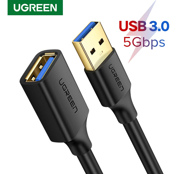 ខ្សែបន្ថែម USB UGREEN ខ្សែ USB 3.0 សម្រាប់ Smart Laptop PC TV Xbox One SSD USB 3.0 2.0 Extender Cord Mini Fast Speed ​​Cable