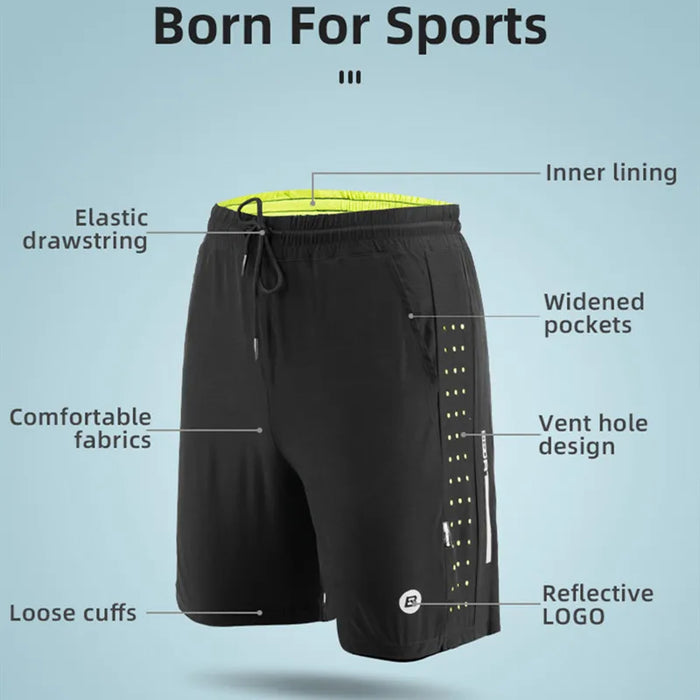ROCKBROS Running Shorts Unisex Clothing Exercise Gym Shorts Spandex Jogging Fitness Breathable Cycling Outdoor Sports Equipment