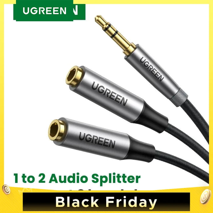 UGREEN Headphone Splitter 3.5mm 2 Way Aux Male to Female Earphone Audio Adapter Double Stereo Y Splitter Cable For TV Phone PS4