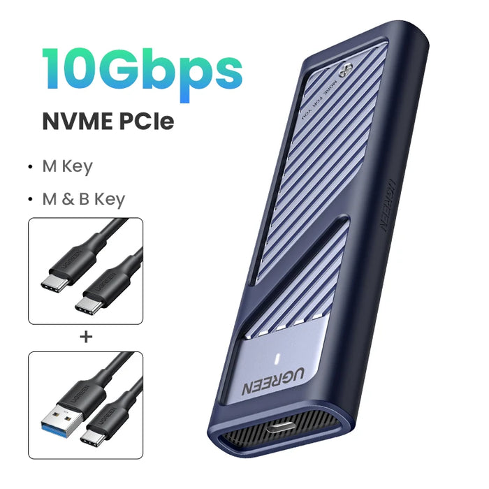 UGREEN M.2 NVMe SSD Enclosure NVMe SATA ទៅ USB 3.1 Gen2 10 Gbps NVMe PCI-E Dual ProtocolM.2 SSD Case Support UASP សម្រាប់ Hard Disk