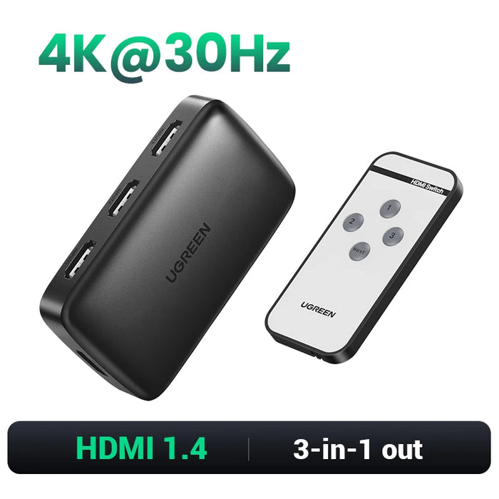 UGREEN HDMI 2.1 Switcher 8K 60Hz 4K120Hz HDMI-compatible Switch 3 in 1 Out with Remote Control Converter For Xbox PS5 Monitors 4K HDMI 1.4V CHINA