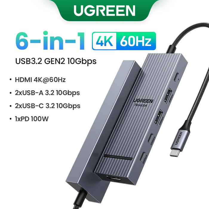 UGREEN USB C HUB 10Gbps 4K60Hz HDMI USB3.2 PD100W USB Splitter for Laptop Macbook Pro Air iPad Phone Android Docking Station