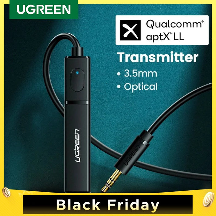 UGREEN Bluetooth Transmitter 5.0 TV Headphone PC PS4 aptX LL 3.5mm Aux SPDIF 3.5 Jack Optical Audio Music អាដាប់ធ័រ Bluetooth 5.0