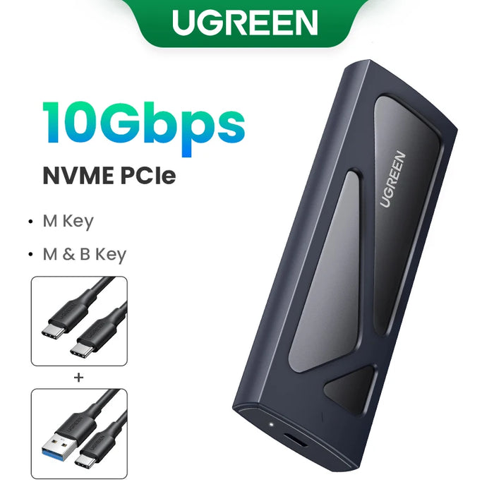 UGREEN M.2 NVMe SSD Case Adapter 10Gbps USB C 3.2 Gen2 Tool-Free External Enclosure NVMe Reader Supports M and B&M Keys