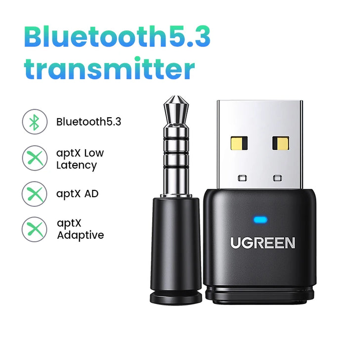 【RU ពិសេស】 UGREEN USB Bluetooth 5.3 aptX HD AD Audio Adapter សម្រាប់ PS5 PS4 Nintendo Switch Transmitter Headset Speaker Mic