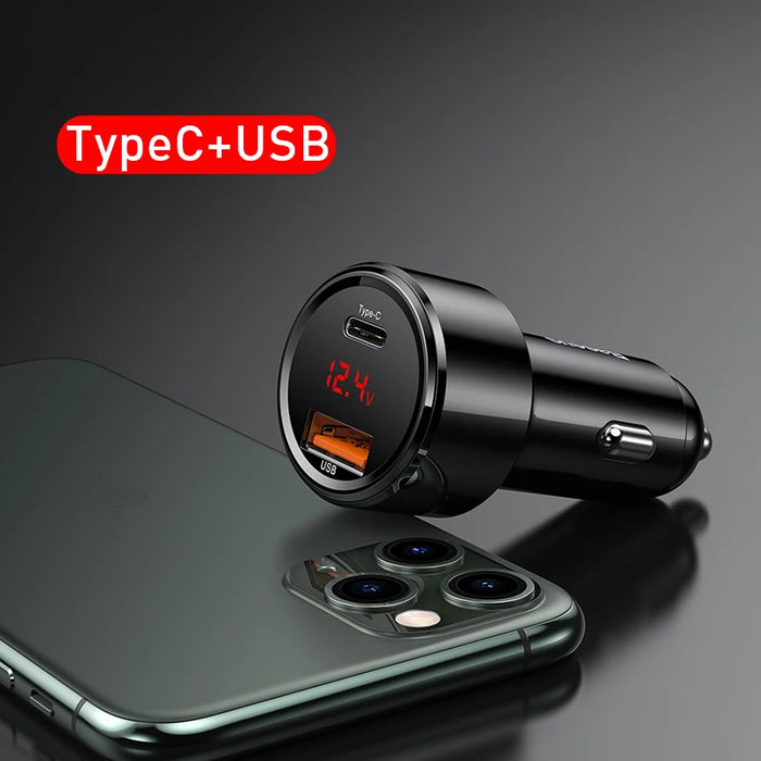 Baseus 45W Car Charger QC 4.0 3.0 For Xiaomi Huawei Supercharge SCP Samsung AFC Quick Charge Fast PD USB C Portable Phone Charge