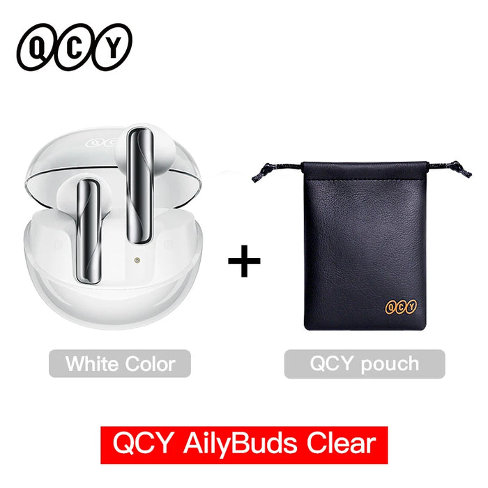 QCY AilyBuds Clear Wireless Earphones Bluetooth 5.3 TWS Earbuds Semi in-Ear Gaming Headset 4 Mics ENC Touch Control Headphones