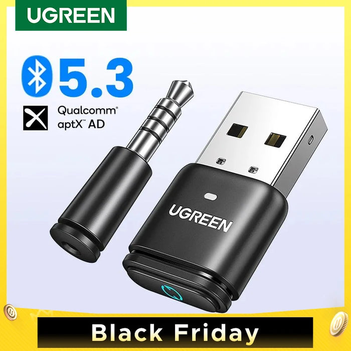 【RU ពិសេស】 UGREEN USB Bluetooth 5.3 aptX HD AD Audio Adapter សម្រាប់ PS5 PS4 Nintendo Switch Transmitter Headset Speaker Mic