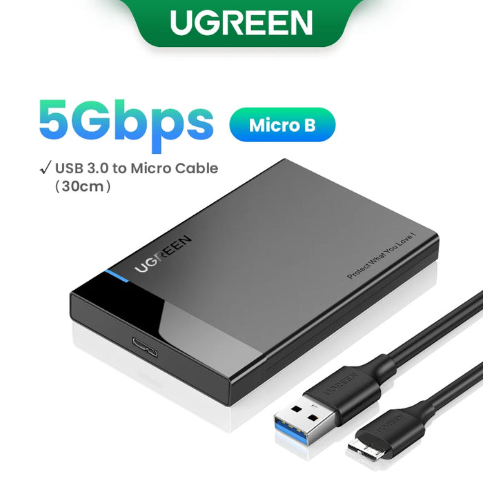 UGREEN HDD Case 2.5'' SATA to USB 3.0 Hard Drive Enclosure for SSD Disk HDD Box USB C 3.1 Gen 2 Case HD External HDD Enclosure Micro B Model CHINA