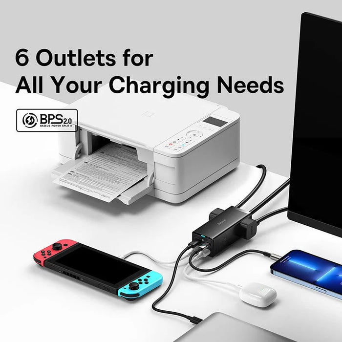 Baseus 100W GaN3 Pro Desktop Charger Power Strip US Plug Charging Station Fast Charger For iPhone 16 15 14 Xiaomi Samsung Laptop