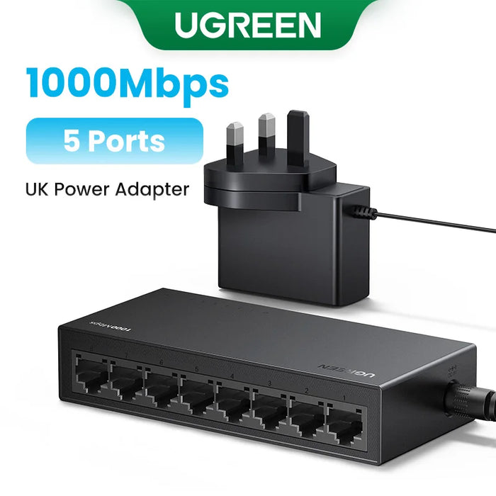 UGREEN Ethernet Switch 1000Mbps Mini Network Expension 5/8Ports All Gigabit for Router Lan Hub Full/Half Duplex Plug and Play