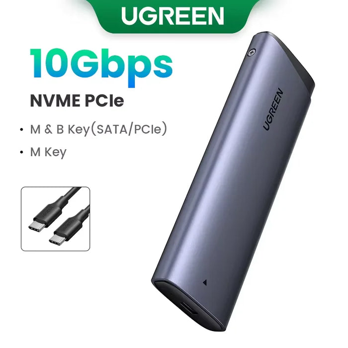 UGREEN M2 SSD Case M.2 NVMe 5Gbps USB C 3.2 Gen2 SSD Enclosure Tool-Free External SSD Adapter M និង B&amp;M Keys