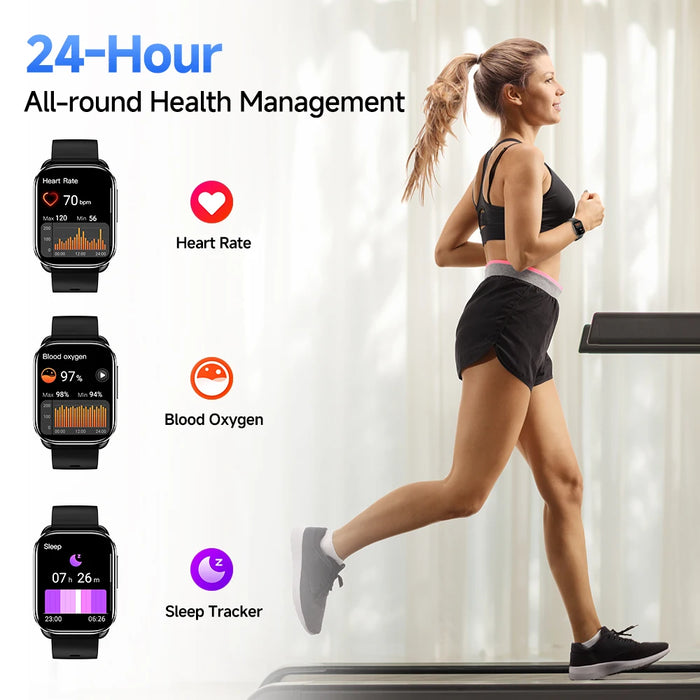 QCY Watch GS Bluetooth Call Smartwatch 2.02'' Full Touch Screen Fitness Tracker for 100+ Sport Modes Health Monitor Smart Watch