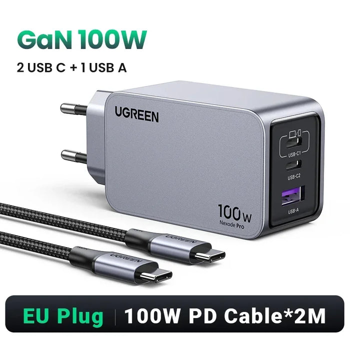 UGREEN 100W GaN Charger USB C Charger QC4.0 3.0 Quick Charge For Macbook Laptop Tablet PD Fast Charger For iPhone 16 15 14 Pro