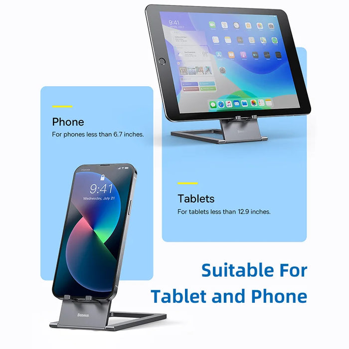 Baseus Foldable Metal Desktop Holder for iPhone 16 15 14 13 Pro Max iPad Pro 12.9 11 Support Samsung Tablet Phone Stand Holder