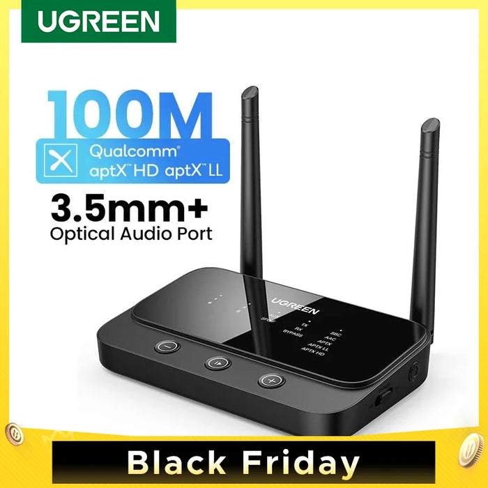 【RU】 UGREEN 100m Long Range Bluetooth 5.0 AptX LL AptX HD Audio Wireless Audio សម្រាប់ទូរទស្សន៍ Home Stereo