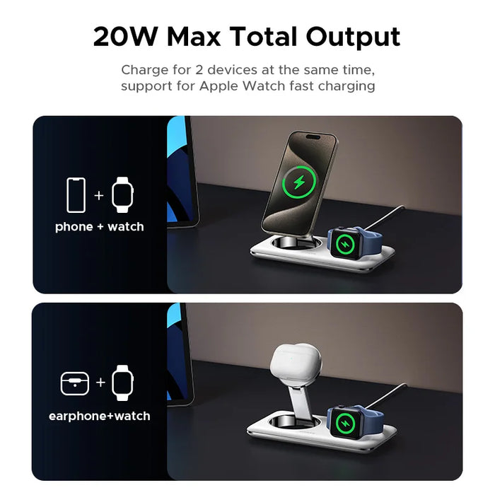 UGREEN MFi for Magsafe 20W Wireless Charger Stand Qi2 15W Magnetic Charging Station For iPhone 16 Pro Max សម្រាប់ Apple Watch AirPod